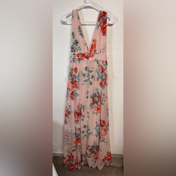 Garden Meandering Blush Floral Print Maxi Dress Size Small - Picture 6 of 9